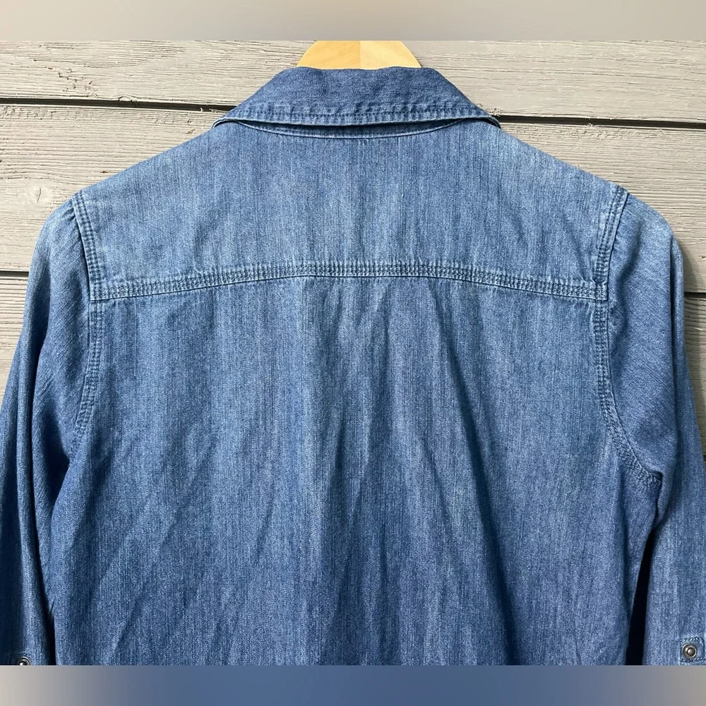 White House Black Market Long Sleeve Denim Button Up Jean Dress Sz 00 - Picture 12 of 15